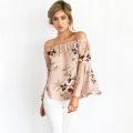 Hot selling summer lady printed women off shoulder tops long sleeve casual T-shirt woman blouse